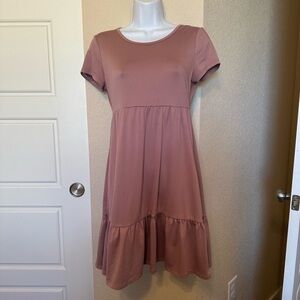 Pink Rose Dusty Pink Short Sleeve Dress